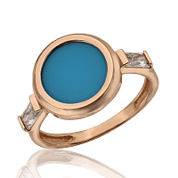 Золотое кольцо молодежное с бирюзой Вирджиния 033830