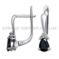 Золотые серьги с сапфиром и бриллиантами 2815/1