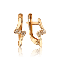 Сережки из красного золота с фианитами Совершенство 035665