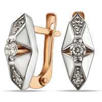 Серьги в комбинированном золоте с фианитами 038838