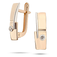 Золотые серьги с фианитом в оригинальном исполнении 035667