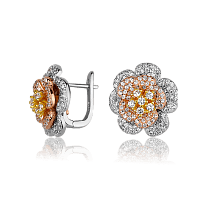 Серебряные серьги Райские цветы с фианитами 027994