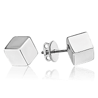 Серебряные пусеты Кубики без камней 035888