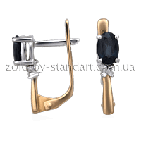 Золотые серьги с сапфиром и бриллиантами 21332