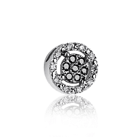 Золотой кулон с черными и белыми бриллиантами в виде цветка 036559