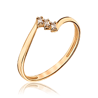 Тонкое золотое кольцо с фианитами Совершенство 035664
