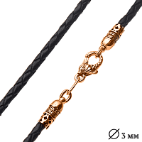 Кожаный шнурок "Рыбка" с золотой застежкой с молитвой 025692