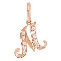 Золотий кулон літера М з цирконієм 023723