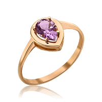 Золотое кольцо с аметистом Капля 036446