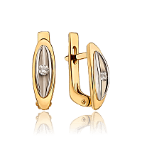 Серьги с бриллиантом в комбинированном золоте 035518