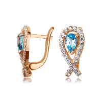 Золотые серьги с топазом в форме капельки 519348