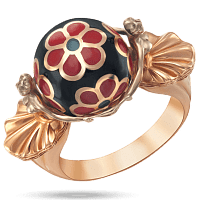 Кольцо в красном золоте Кармелита с эмалью 039166