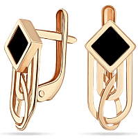 Золоті сережки в цікавому дизайні з агатом 035390