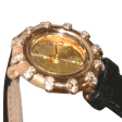 Золотые часы на руку женские с цирконием, кожаный ремешок 036197 детальное изображение ювелирного изделия Женские золотые часы