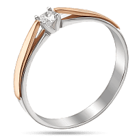 Помолвочное кольцо в белом и красном золоте с бриллиантом 039611