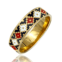 Золотое кольцо с эмалью Вышиванка 037214