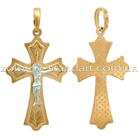 Нательный крестик из комбинированного золота 60077