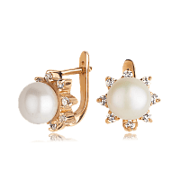 Золотые серьги с жемчугом 515918