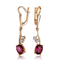 Серьги золотые с розовым топазом Эстелла 033528