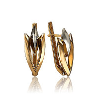 Серёжки в комбинированном золоте без камней 034078