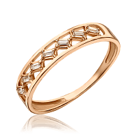 Золотое кольцо с прямоугольными фианитом 035195