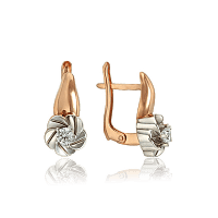 Золотые серьги Цветок с фианитом 028959