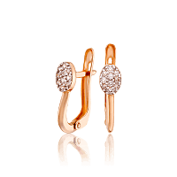 Золотые серьги с фианитами повседневная модель 033642