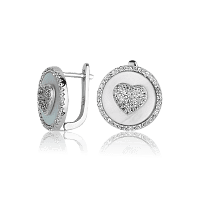 Серебряные серьги с перламутром и фианитами 027931