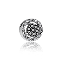 Золотой кулон с черными и белыми бриллиантами в виде цветка 036559