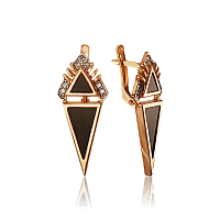 Золотые серьги с агатом и фианитами 030015