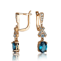 Золотые серьги с топазом Лондон и фианитами 031949