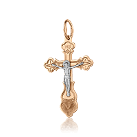 Православный крестик из комбинированного золота 3484/01