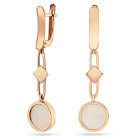 Серьги из красного золота с подвеской перламутр на английской застежке 039117