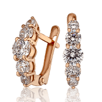 Сережки золотые с пятью крупными камнями 033727