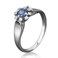 Кольцо из белого золота с сапфиром и бриллиантами 1005/1