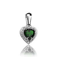 Золотой подвес Сердце с бриллиантами и изумрудом 030431