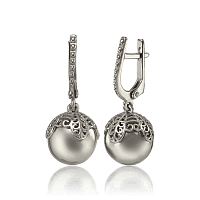 Серебряные ажурные серьги на английском замке 034175