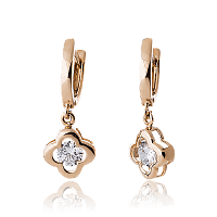 Серьги из желтого золота с фианитом 029261