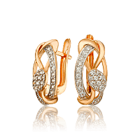 Блестящие сережки из комбинированного золота 033603