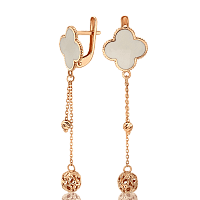 Неповторимые золотые серьги подвески с эмалью 035275