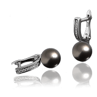 Серьги из белого золота с жемчугом и бриллиантами 023102