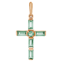 Золотий кулон із зеленим аметистом 023745