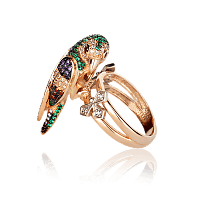 Золотое кольцо в красном золоте Попугай 025250