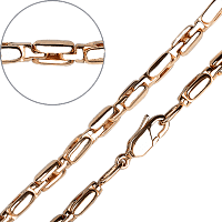 Полностью литая золотая цепь ручной работы в красном золоте 032015