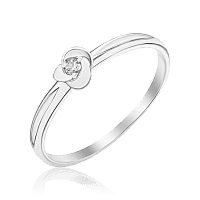 Кольцо из белого золота Нежный Цветок с бриллиантом 036860