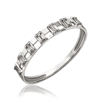 Кольцо из белого золота с прямоугольными фианитами 034621