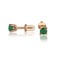 Золотые серьги с изумрудом 025369