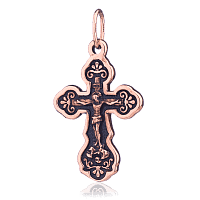 Православний золотий хрестик з чорнінням 024645