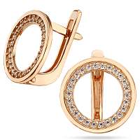 Минималистические серьги золотые Круг с фианитами 037034