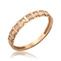 Золотое кольцо с прямоугольными фианитами 034609